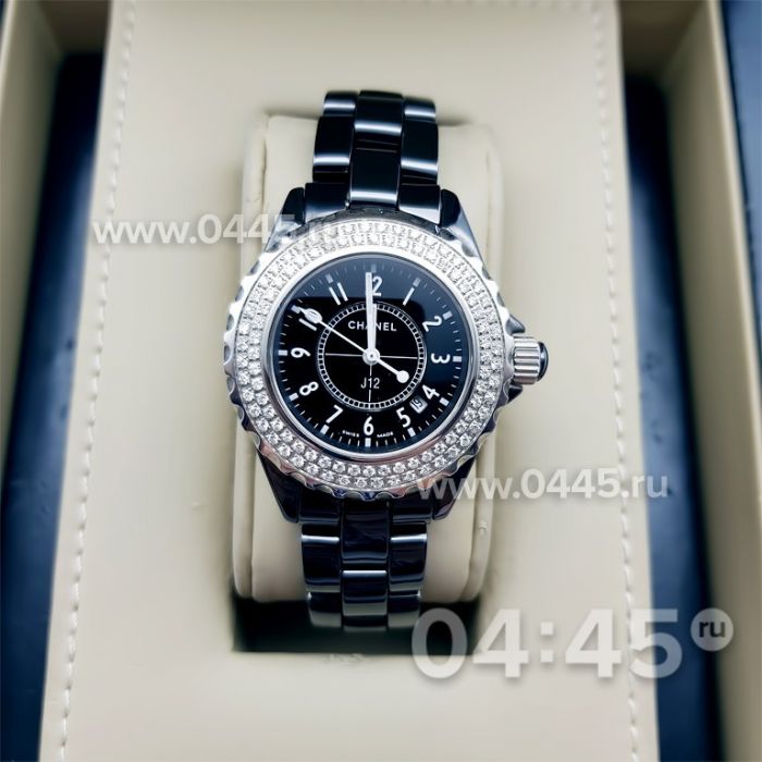Часы Chanel J12 Diamonds Black small (01523)