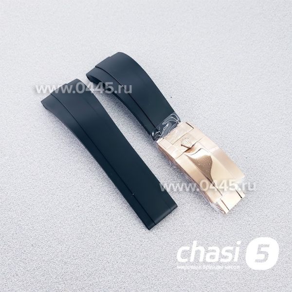 Каучуковый Ремешок с клипсой Rolex 21мм - черный (16832)